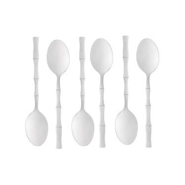 Imagem de Jogo 6 Colheres para Mesa Aço Inox e Bambu Elegant 19,8cm