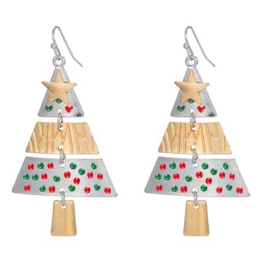 Imagem de Brincos de Natal para mulheres, meninas, árvore de Natal, Papai Noel, hohoho, alce, brincos pendurados, acrílico, Natal, vermelho, verde, brincos, presentes festivos de Natal, acessório de feriado, Acrílico, Sem pedra preciosa