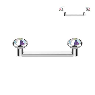 Imagem de ALACLO Piercing de superfície de titânio barra plana 14G 14 mm rosca interna superfície tragus piercing joias AB CZ