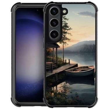 Imagem de FKBRCL4U Capa para Samsung Galaxy S23, outono lago barco acampamento padrão design gráfico menina menino silicone macio acrílico proteção contra choque para Samsung Galaxy S23