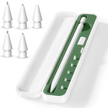 Imagem de Caixa de armazenamento com tampa e 5 pontas de lápis para Apple Pencil 1ª geração e Apple Pencil 2ª geração, capa protetora para Apple iPad Pencil – Suporte de armazenamento de acessórios (verde)