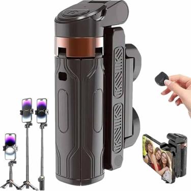 Imagem de Portable Selfie Stick, Small Selfie Stick Quadrupod, Bluetooth Remote 360° Rotation Tripods, Vlogs, Landscape Photography, Compatible with iPhone/Android (Black)