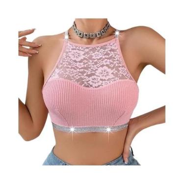 Imagem de Camisola Feminina De Renda Floral Com Costas Descobertas Confortável E