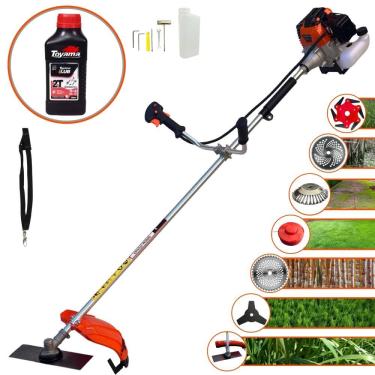 Imagem de Roçadeira Completa Import Way IWRGM2T5X163 À Gasolina 63cc 3HP de Potência Alta Rotação Com Carretel Nylon + Kit 7 Opções de Cortes + Óleo Toyama 2T