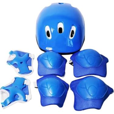 Imagem de Kit de Proteção Infantil com Capacete, Joelheiras, Cotoveleiras e Luvas, Azul