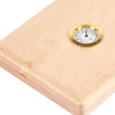 Imagem de WALFRONT Estojo, Caixa de Armazenamento de Suporte de Clarinete de Saxofone de Madeira Maciça para 5 Palhetas Com Higrômetro, Interior de Esponja de Pelúcia e Interruptor Magnético (Cor Madeira)