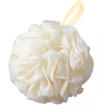 Imagem de 1 esponja de banho, bolas de bucha de chuveiro de 50 g/75 g, esponja corporal de espuma de malha, extra grande, fácil de ensaboar, para limpeza e esfoliação corporal (bege)