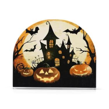 Imagem de JUZIHAI Abóbora Suporte de guardanapo de Halloween para mesa dispensador de guardanapo de acrílico para mesa suporte de lenços independente para cozinha sala de jantar bar festa decoração de casa