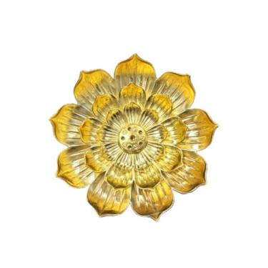 Imagem de Incensario de Luxo em Metal Magenetico Flor de Lotus Dourado