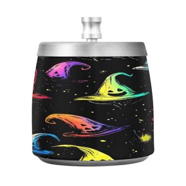 Imagem de Qilmy Cinzeiro de aço inoxidável com tampa - Cinzeiro de cigarro à prova de vento sem cheiro sem fumaça para casa, escritório, carro, pátio, varanda (uso interno e externo)