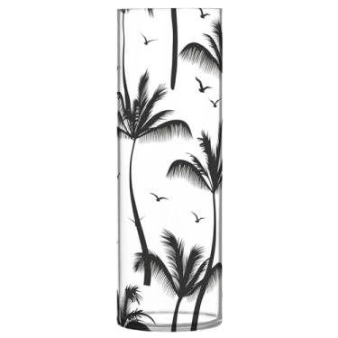 Imagem de JUZIHAI Vaso com silhuetas de palmeira para flores, 9,9 cm x 30 cm, cilindro de plástico, moderno, vaso de flores para centro de mesa de casamento, decoração de casa
