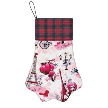 Imagem de SKKNT Paris Torre Eiffel França Impressão Meias de Natal Animais de Estimação Decoração de Natal Cães Gatos Árvore Decoração Doce Presente Conveniente