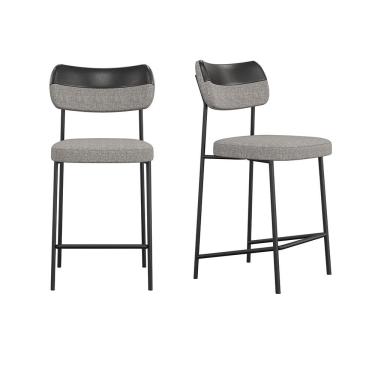 Imagem de Kit 2 Banquetas Médias Mona Estrutura Metal Courino Preto Cinza SSX Multicoisas