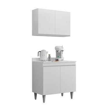 Imagem de Balcão Gabinete Para Cooktop 80cm 2 Portas Ellen - Ssx Multicoisas Branco
