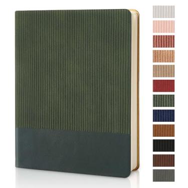 Imagem de TSFPapier Caderno pautado para trabalho e faculdade 18,3 cm x 24,4 cm B5 couro PU diário diário 160 páginas para mulheres e homens escrevendo em casa material escolar negócios (verde escuro)