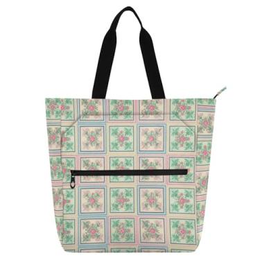 Imagem de Bolsa vintage de azulejos espanhóis para crianças e adultos, bolsa Oxford resistente à água para livros e compras