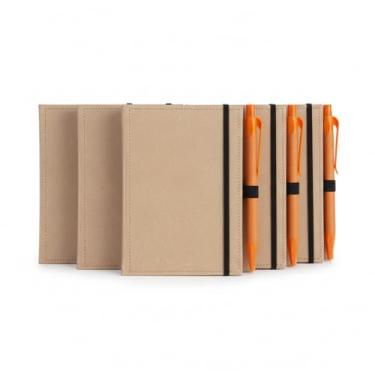 Imagem de Bloco de Anotações em Papelão Reciclado com Capa Dura, 100 Folhas Brancas, Sticky Notes e Caneta em Papel Reciclado (5, Bege)