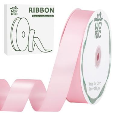 Imagem de woric Fita rosa claro dupla face 2,5 cm 60 jardas fita de cetim rosa bebê para artesanato embrulho laços de cabelo, convites de casamento, decorações de dia dos namorados