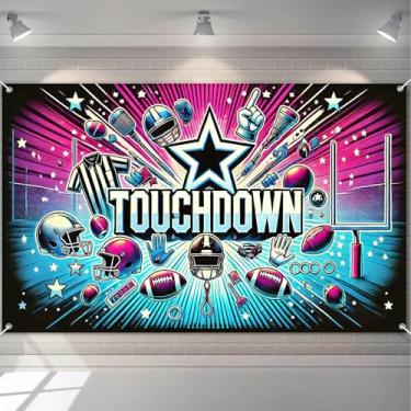 Imagem de HOMETITUTE Faixa de festa de touchdown de futebol 188 x 109 cm Estádio Brilhante Cenário de Dia do Jogo Celebração Cartaz Luzes de Campo Tema Esportivo Decoração para Eventos e Encontros Internos e