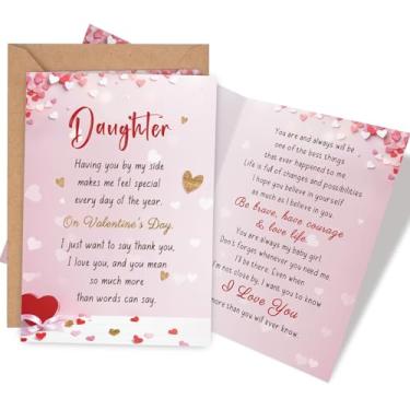 Imagem de Naixiwen Cartão de Dia dos Namorados Doce para Filha, Poema Filha, Cartão de Dia dos Namorados de Mãe e Pai, Feliz Dia dos Namorados Presente dos Pais para Crianças