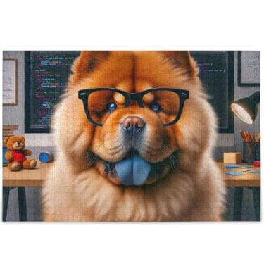 Imagem de Chow Chow Filhote de cachorro trabalhador de 500 peças quebra-cabeças para adultos amantes de elefantes brancos presentes único colorido quebra-cabeça personalizado família brinquedo artístico, 52 cm