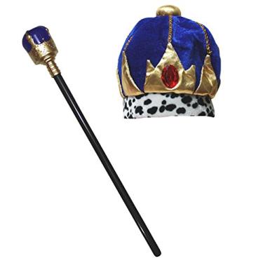 Imagem de Petitebella Chapéu de coroa de príncipe fantasia infantil unissex (tamanho único, cetro azul)