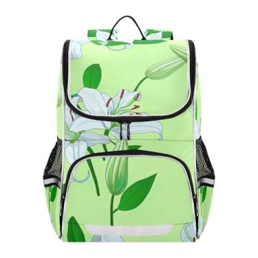 Imagem de Joisal Backpack for Girls Kids Lightweight Back to School Bag Custom Pink Book Bags Daycare Elementary Backpacks for Boys Floral White Lilies Green Leaves