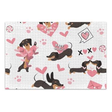 Imagem de Quebra-cabeças adultos Dachshund Dogs Love Hearts 500 peças presentes de tecnologia de jogo natureza quebra-cabeça flor estampa animal, 50 x 35 centímetros