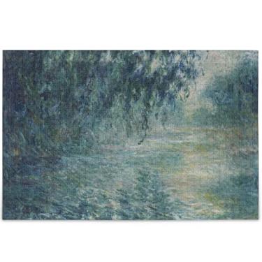 Imagem de Claude Monet Print Morning Seine Art 500 peças quebra-cabeças para adultos presentes de elefante branco engraçado divertido família quebra-cabeça personalizado arte animal, 52 cm x 37,8 cm