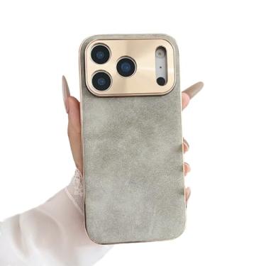 Imagem de Proteção da lente da câmera com revestimento em couro camurça de toque macio compatível com capa para iPhone (iPhone 16 Plus, cinza)