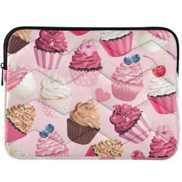 Imagem de Capas fofas para laptop com cupcakes rosa pastel para MacBook Pro de 13 polegadas, acessórios de computador, capa universal para notebook de 13 a 14 polegadas