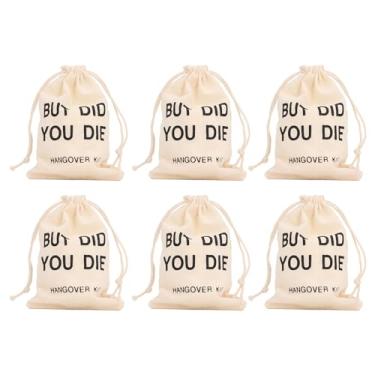 Imagem de CUOFYUNL 6 unidades de bolsas para presentes de despedida de solteiro com cordão, lembrancinhas de festa de solteiro, bolsas de chá de panela para suprimentos de casamento (Mas você morreu)