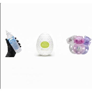 Imagem de kit sex shop Masculino Premium: Gel Lubrificante 250g + Egg Masturbador Sensorial + Anel Vibrador Estimulante – Kit Bem-Estar e Prazer