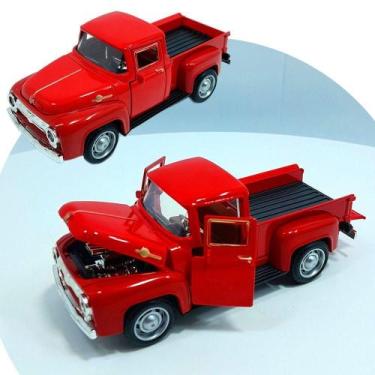 Imagem de Miniatura Carrinho Camionete Pickup F-100 Metal Colecionável Vermelho 