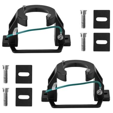 Imagem de Suporte de montagem para ventilador de teto, 2 peças de suporte inclinado de alumínio fundido para instalação de ventilador de teto interno/externo, uso com fio terra e ferragens de montagem (preto)