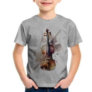 Imagem de Camiseta Infantil Violino - Foca na Moda, Cinza, 8