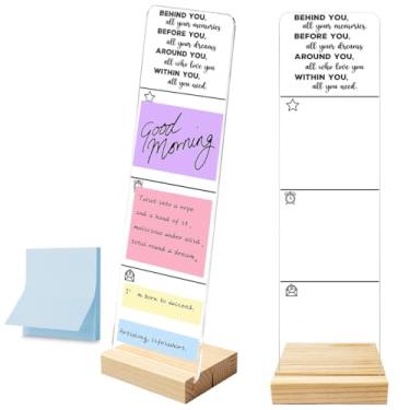 Imagem de Quadro de notas para monitor com base de madeira removível, suporte de notas adesivas portátil em acrílico, dentro de você, tudo o que você precisa, conjunto de mesa de escritório, notas adesivas 100
