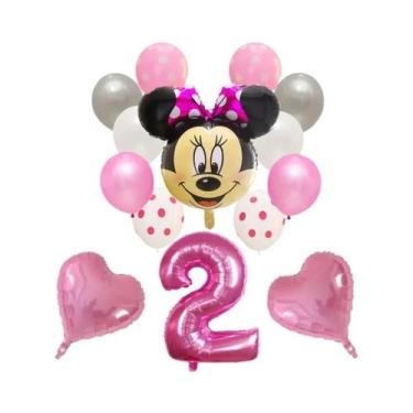 Imagem de Balões Mickey E Minnie Mouse 14pcs Balões De Número De Látex E Folha P
