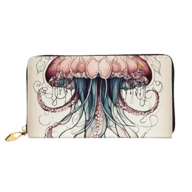 Imagem de XLLingL Carteiras de cartão de crédito impressas, bolsas longas de couro femininas, carteiras com zíper, carteira de viagem simples