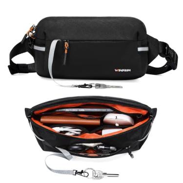 Imagem de WINPRIM Pochete para homens e mulheres bolsa de quadril leve de 2L com bloqueio de RFID, anti-roubo, ajustável, resistente à água, bolsa de cinto para viagens, corrida, compras, caminhadas, ciclismo