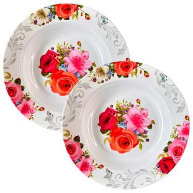 Imagem de Kit 2 Pratos Fundo Redondo Estampado em Melamina 23cm Buffet - Cascave