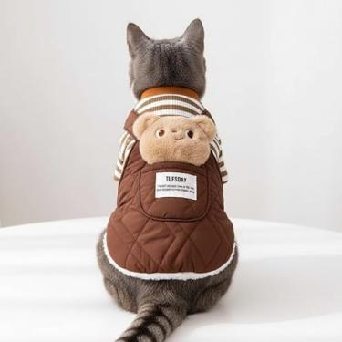 Imagem de Casaco de inverno para cães, macacão de desenho animado com tema animal com bolsos grandes, roupa quente e aconchegante para clima frio