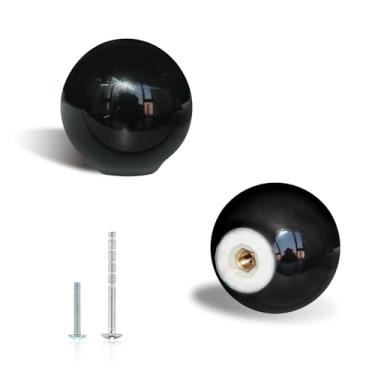 Imagem de Pidynx Pacote com 8 puxadores pretos de armário de cerâmica de 3,3 cm puxadores de armário bonitos coloridos de orifício único para gaveta 33 mm alças redondas de armário para quarto infantil cozinha