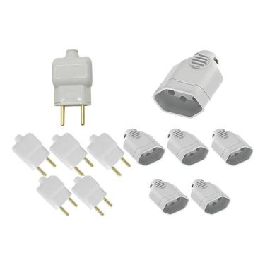 Imagem de 2X Kit 5 Tomada Fêmea 3 Pinos 10A/20A+5 Pino Macho 2P 10A