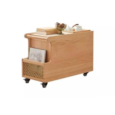 Imagem de Mesa lateral de sofá, mesa lateral de madeira maciça, moderna, simples, apartamento, sala de estar, sofá móvel, mesa de canto, lanche, mesa de café, mesa de café