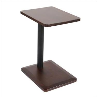 Imagem de Mesa pequena criativa simples mesa de centro sofá lateral canto de madeira maciça vários ferro pequena mesa quadrada preguiçosa mesa de computador