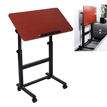 Imagem de ZXLPHA Mesa sobrecama, mesa para cama de hospital, mesa lateral dobrável ajustável com rodas, laptop, computador, mesa de canto para leitura, café da manhã