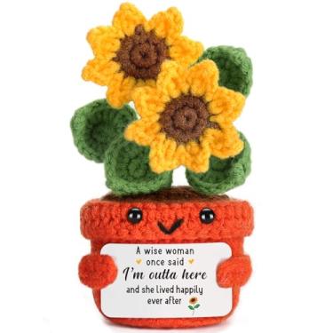 Imagem de Retirement Gift for Woman Going Away Leaving Gifts for Coworkers Retired Divorce Women Cheer Up Farewell Goodbye Leaving Job Boss Leader Friends Teacher Funny Happy Retirement Crochet Sunflower