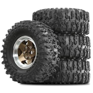 Imagem de STMU 1.3'' Beadlock Wheel Tires for 1/18 1/24 TRX4M SCX24 FCX18 FCX24 RC Crawler Car (Brown)