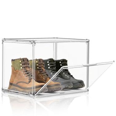 Imagem de EZJOB Caixa de armazenamento de sapatos, XXX-Grande Capa de Exibição de Acrílico Extra Grande Organizador de Tênis Transparente Botas e Sapatos Empilháveis de Plástico Transparente Grande Mostra para
